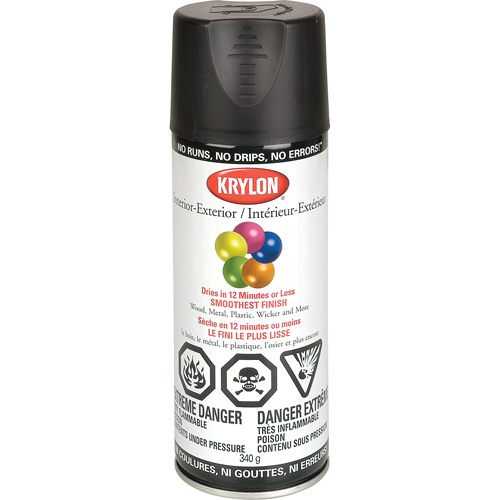 Laque industrielle Acryli-Quik, Noir, Semi-mat, 12 oz, Canette a&eacute;rosol Sécurité Médic
