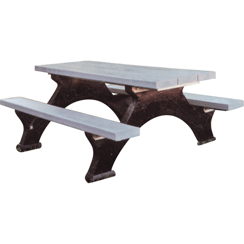 Tables de pique-nique en plastique recycl&eacute;, 8' lo x 62-1/4" la, Gris Sécurité Médic
