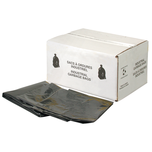 Heavy-Duty Garbage Bags, 4X Strong, 35" W x 50" L, 6 mils, Black Sécurité Médic