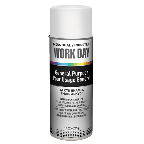 Peinture industrielle Work Day, Blanc, Brillant, 10 oz, Canette a&eacute;rosol Sécurité Médic