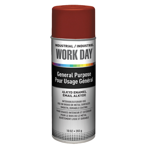 Peinture industrielle Work Day, Rouge, Tr&egrave;s mat, 10 oz, Canette a&eacute;rosol Sécurité Médic
