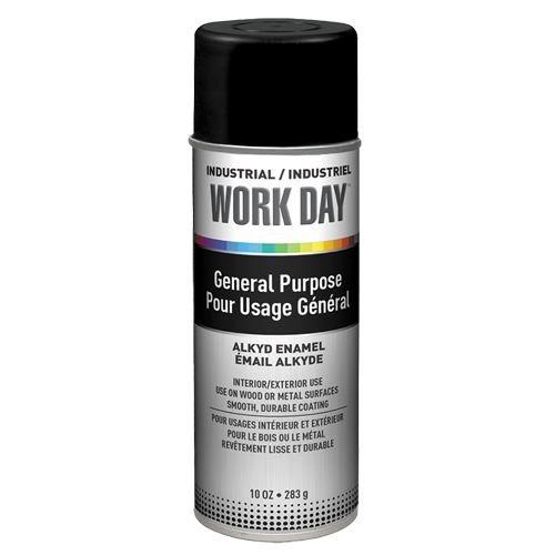 Peinture industrielle Work Day, Noir, Tr&egrave;s mat, 10 oz, Canette a&eacute;rosol Sécurité Médic