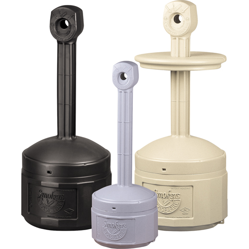 Smokers Cease-Fire&reg; Cigarette Butt Receptacle, Free-Standing, Plastic, 1 US gal. Capacity, 30" Height Sécurité Médic