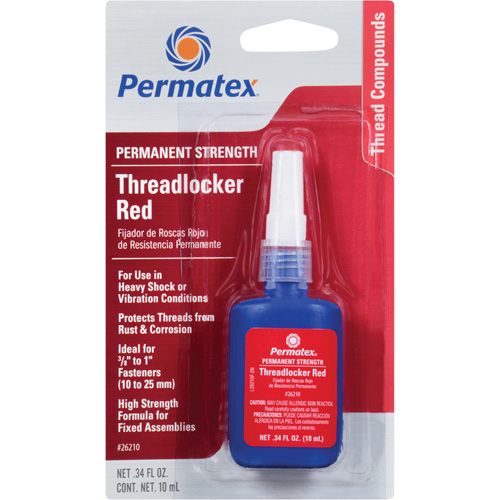 Threadlocker, Red, High, 10 ml, Bottle Sécurité Médic