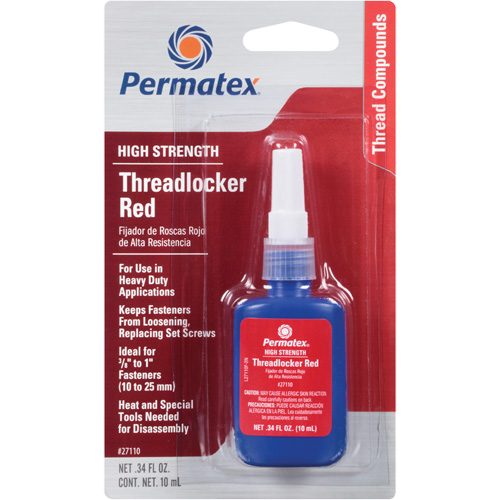 Low Viscosity Threadlocker, Red, High, 10 ml, Bottle Sécurité Médic