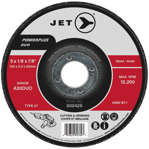 POWERPLUS DUO Cutting/Grinding Wheel, 4" x 1/8", 5/8" Arbor, Type 27, A30DUO Grit Sécurité Médic