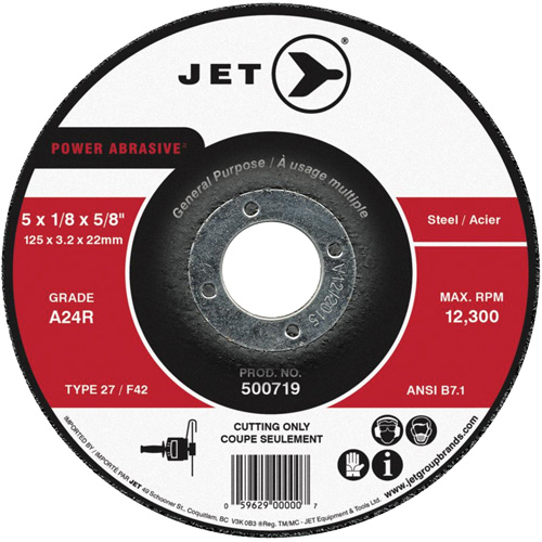 Power Abrasive Cut-Off Wheel, 4-1/2" x 1/8", 7/8" Arbor, Type 27, 13300 RPM Sécurité Médic