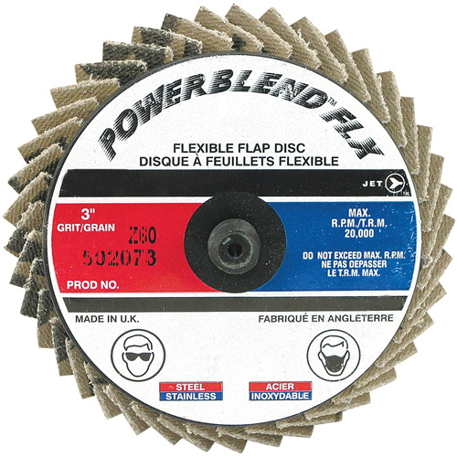 Disque &agrave; lamelles &agrave; rouler Powerblend FLX, 3" x Grain 60, Alumine de zirconium Sécurité Médic