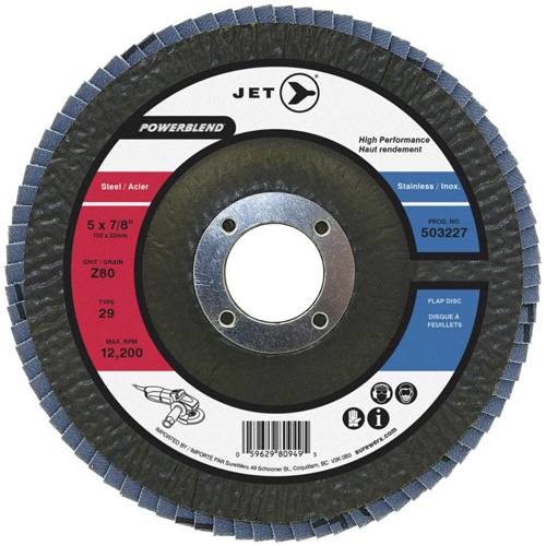POWERBLEND Flap Disc, 4-1/2" x 7/8", Type 29, Z80 Grit, Zirconia Alumina Sécurité Médic