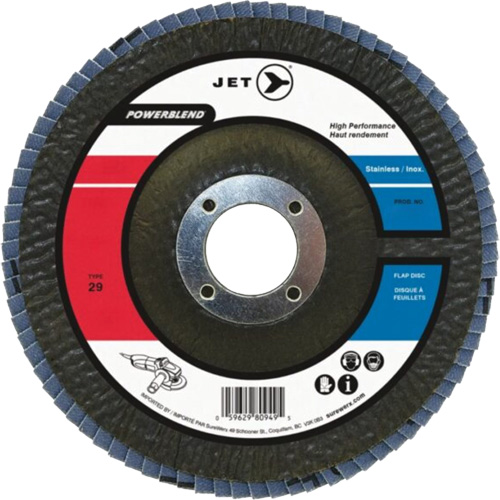 POWERBLEND Flap Disc, 4-1/2" x 7/8", Type 29, Z120 Grit, Zirconia Alumina Sécurité Médic