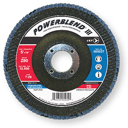 Disque &agrave; lamelles PowerBlend, 7" x 7/8", Type 29, Grain Z120, Alumine de zirconium Sécurité Médic