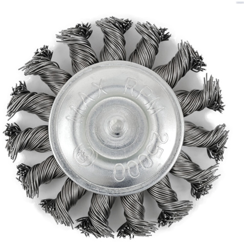 EKR275-20 Shaft-Mounted Knot Twisted Radial Brush, 3", .02" Fill, 1/4" Shank Sécurité Médic