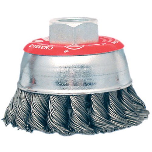 High-Performance Knot Twisted Cup Brush, 3" Dia. x 10mm x 1.25" Arbor Sécurité Médic
