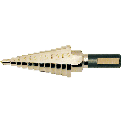 Super Premium Step Drill, 1/8" - 1/2" , 1/32" Increments, High Speed Steel Sécurité Médic