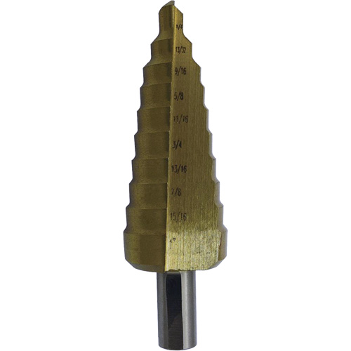 JET-KUT&reg; Super Premium M35 Step Drill, 3/16" - 1/2" , 1/16" Increments, High Speed Steel Sécurité Médic
