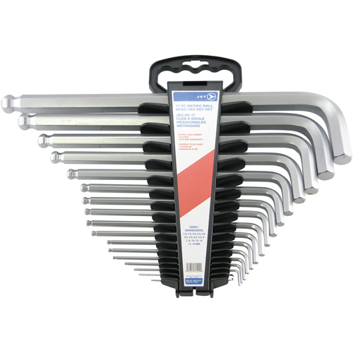 Jumbo Extra-Long Ball Nose Hex Key Set, 17 Pcs., Metric Sécurité Médic