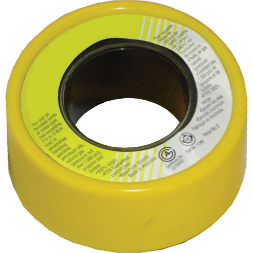 PFTE Gas Thread Sealant Tape, 236" L x 1/2" W, Yellow Sécurité Médic