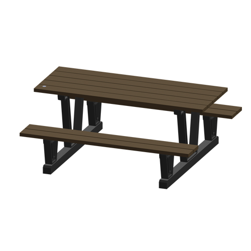 Recycled Plastic Outdoor Picnic Tables, 72" L x 60-5/16" W, Walnut Sécurité Médic