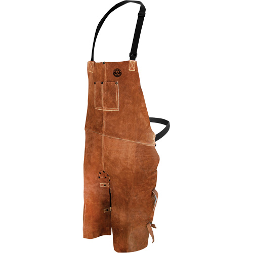 Leather Welding Apron, Split-Leg Bib, 36" L, Brown Sécurité Médic