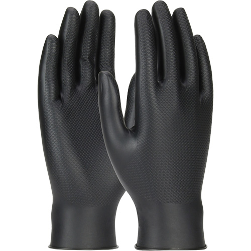 Gants jetables ambidextres Grippaz Skins, Grand, Nitrile, 6 mils, Sans poudre, Noir Sécurité Médic