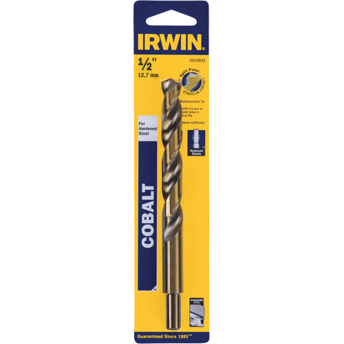 Heavy-Duty Jobber Drill Bit, High Speed Cobalt, 1/2", 6" L, 1-1/2" Flute, 135° Point Angle Sécurité Médic