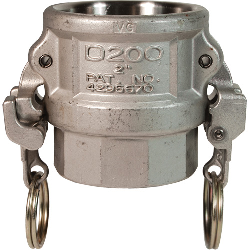 Coupleur &agrave; came et cannelure EZ Boss-Lock, Acier inoxydable, Type D, 1", NPT femelle, 250 PSI Sécurité Médic