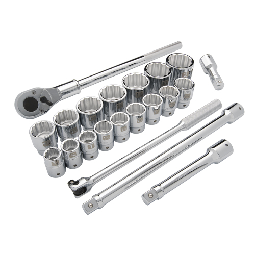 SAE Socket Set, 21 Pcs, 3/4" Drive Size Sécurité Médic