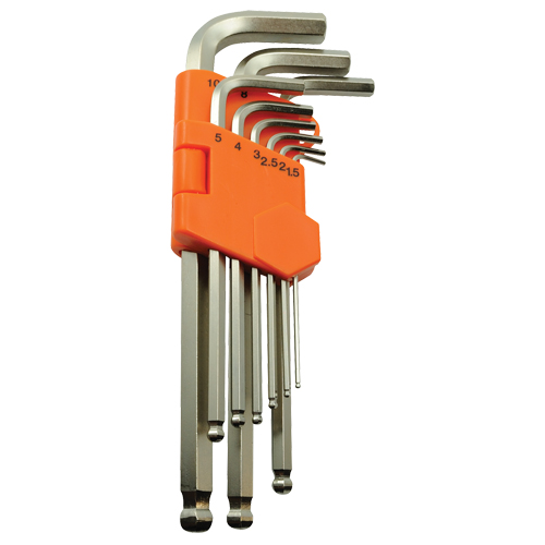 Ball End Hex Key Set, 9 Pcs., Metric Sécurité Médic