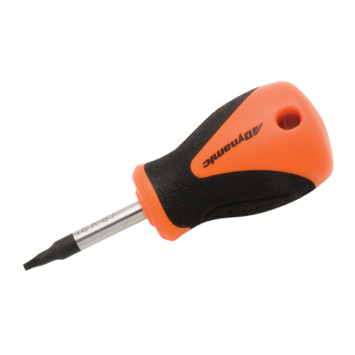 Square Recess Stubby Screwdriver, #2 Tip, Round, 3-4/5" L, Plastic/Wood/Cushion Grip Handle Sécurité Médic