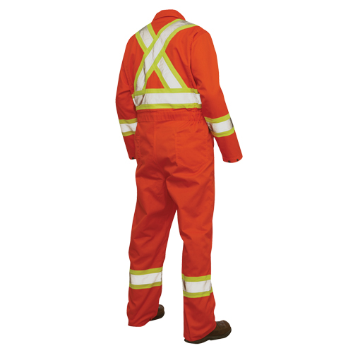 Unlined Safety Coveralls, Large, High Visibility Orange Sécurité Médic