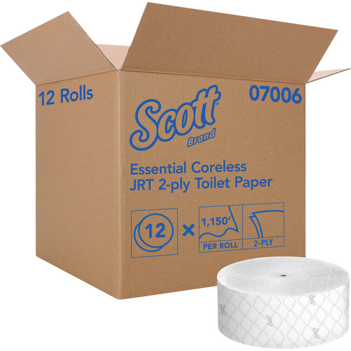 Papier hygi&eacute;nique Scott Essential, Rouleau G&eacute;ant/Sans rouleau central, 2 Pli, Longueur 1150', Blanc Sécurité Médic