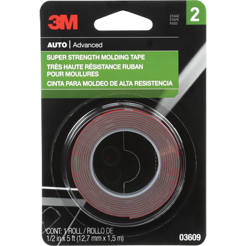 Super Strength Molding Tape, 1.52 m (5') L x 12.7 mm (1/2") W, 46 mils, Acrylic Sécurité Médic