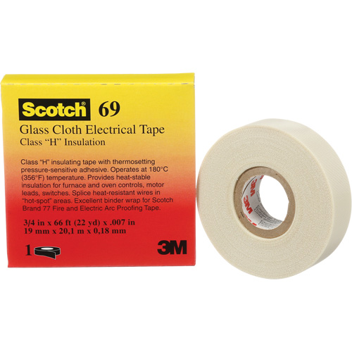 Scotch&reg; Glass Cloth Tape, 19 mm (3/4") W x 20 m (66') L, 7 mils, White Sécurité Médic