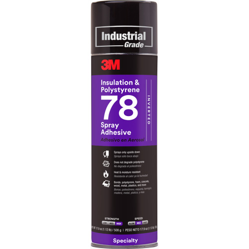 Polystyrene Foam Insulation 78 Spray Adhesive, 24 oz., Aerosol Can, Clear Sécurité Médic
