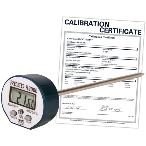 Thermometer with Calibration Certificate, Contact, Digital, -40-450°F (-40-230°C) Sécurité Médic