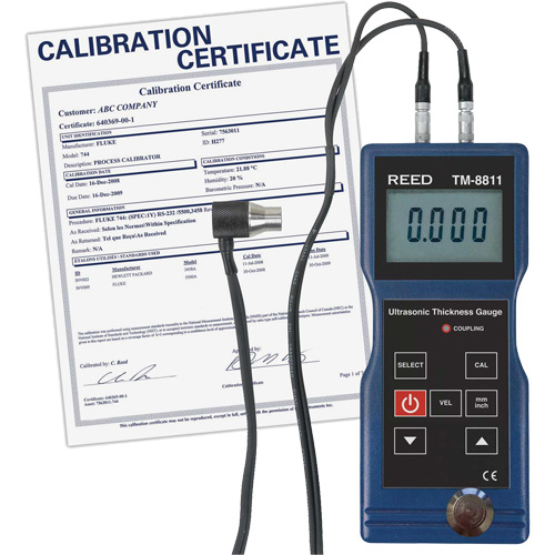 Thickness Gauge with Calibration Certificate, Digital Display, Ultrasound, 0.05" to 7.9" (1.5 mm to 200 mm) Range Sécurité Médic