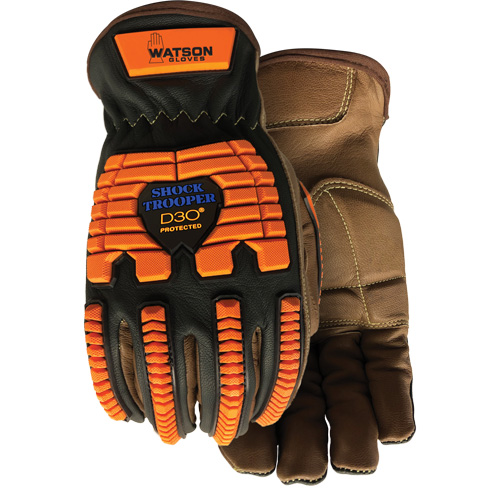 Gants antichocs Drill Sergeant, Grand, Paume en Cuir fleur, Poignet &agrave; enfiler Sécurité Médic
