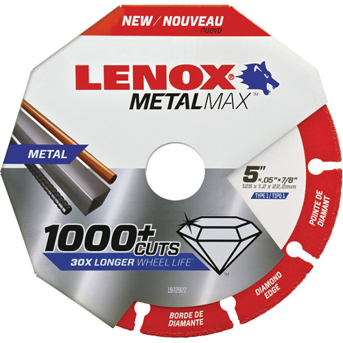 MetalMax Cut-Off Wheel, 5" x 0.05", 7/8" Arbor, Type 1, Diamond, 12200 RPM Sécurité Médic