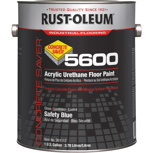 Concrete Saver 5600 System Acrylic Floor Paint, 1 gal., Water-Based, Gloss, Blue Sécurité Médic