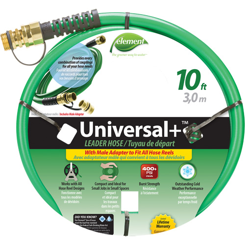 Element&reg; Universal+&reg; Leader Hose, PVC, 1/2" dia. x 10' Sécurité Médic