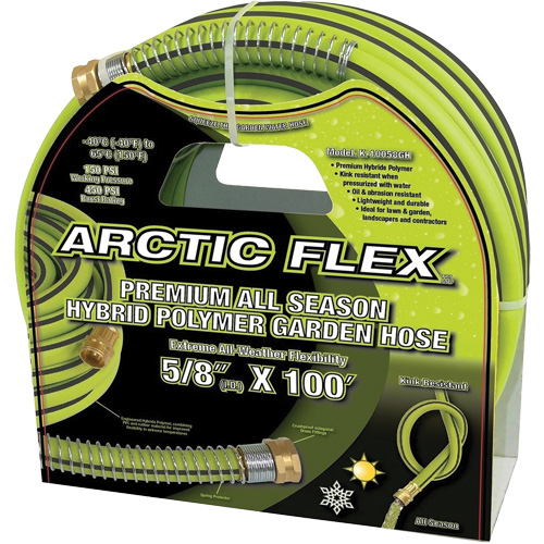 Premium Hybrid Polymer Garden Hose, PVC/Rubber, 5/8" dia. x 100' Sécurité Médic