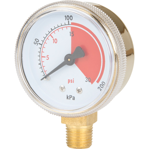 Brass Gauge, 2-1/2" , 30 psi, Bottom Mount, Analogue Sécurité Médic