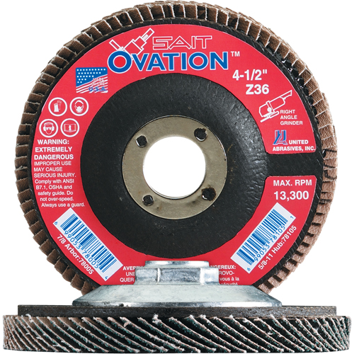 OVATION MEULE LAMELLE41/2X7/8 GRAIN36, 4-1/2" x 7/8", Type 27, Grain 36, Zirconium Sécurité Médic