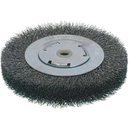 Brosses &eacute;conomiques &agrave; fils cr&ecirc;p&eacute;s - Face large, 6" dia., Fils 0.014, Arbre 2" Sécurité Médic