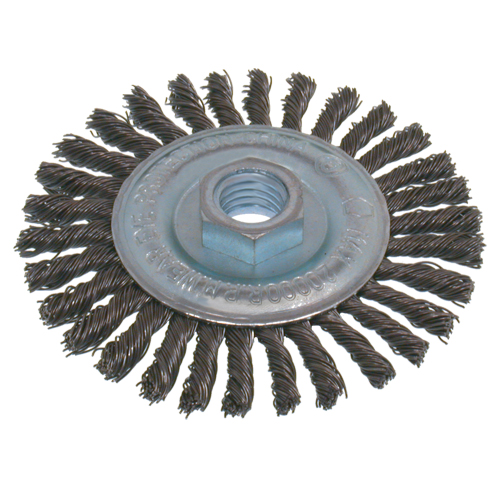 Economy High Speed Stringer Bead Knot Wire Wheel Brush, 6" Dia., 0.02" Fill, 5/8"-11 Arbor, Stainless Steel Sécurité Médic