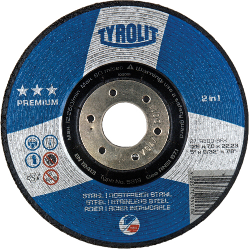 Premium 2-in-1 Grinding Wheel, 4-1/2" x 9/32", 7/8" Arbor, Type 27 Sécurité Médic