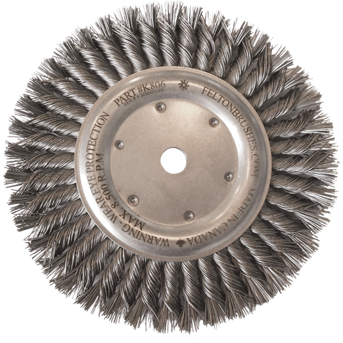 Wire Wheel Brushes, 8" Dia., 0.014" Fill, 5/8"-11 Arbor, Steel Sécurité Médic