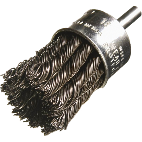 Knotted Wire End Brushes, 1/2" Dia., 0.014" Wire Dia., 1/4" Shank Sécurité Médic