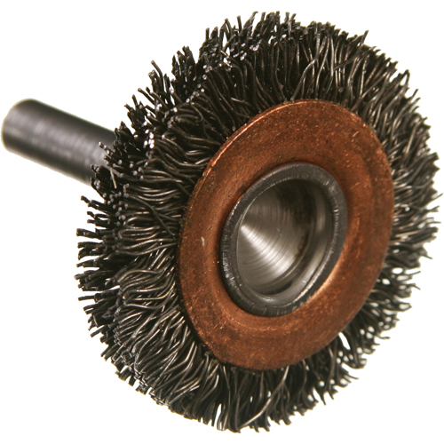 Brosses mont&eacute;es &agrave; fils cr&ecirc;p&eacute;s circulaires, 2", Fils 0,014", Tige 1/4" Sécurité Médic