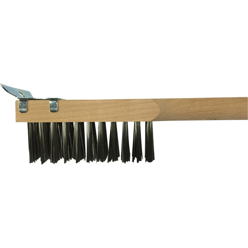 Brosse de nettoyage avec racloir, Acier inoxydable, 3 x 10 rangs de fils, Longueur 20" Sécurité Médic